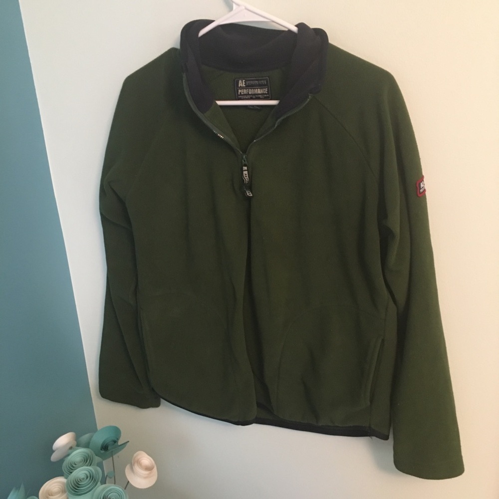 Y2K American Eagle green & navy pullover small
